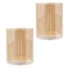 Pair of Amber Tinted Glass Shades with Rectangular Shape for E14 and E27 Bulbs