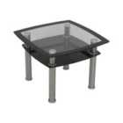 AVF 60cm x 60cm Lamp Table - Black Glass & Chrome