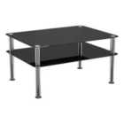 AVF Classic 80 x 60cm Glass Coffee Table - Black & Chrome