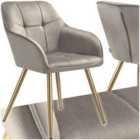 Chair Marilyn - Quilted Velvet Look, Continuous Backrest, Golden Steel Legs