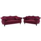 Beliani Velvet Sofa Set Burgundy Skien