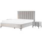 Beliani Bedroom Set Velvet Sezanne 180 X 200 Cm Eu Super King Light Grey