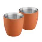 Cooks Professional Set of 2 Insulated Stainless Steel Espresso Coffee Cups?Orange