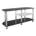 AVF Classic 1.14m Glass Corner TV Stand with Vertical Storage for TVs up to 55" - Black & Chrome