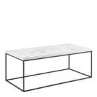 Furniture To Go Barossa Coffee Table with White Marble Carrara Top & Black Steel Base 110x55x45cm