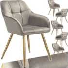 Chair Marilyn - Quilted Velvet Look, Continuous Backrest, Golden Steel Legs
