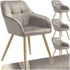 Chair Marilyn - Quilted Velvet Look, Continuous Backrest, Golden Steel Legs