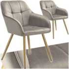 Chair Marilyn - Quilted Velvet Look, Continuous Backrest, Golden Steel Legs
