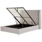 Beliani Ottoman Bed Velvet Lubbon 160 X 200 Cm Eu King Size Light Grey
