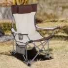 Garden Sanctuary Foldable Reclining Camping Chair with Footrest - Off-white