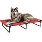 PawHut Raised Dog Bed with Breathable Mesh for Large Dogs, Red