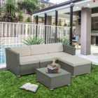 MCC Direct Rattan Furniture Corner Sofa L shaped seating and Table Patio Garden set Rupert Grey