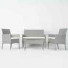 MCC Direct Rattan Garden Furniture Outdoor Patio Seating Table, Chairs and Sofa Set Roger Grey