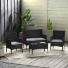 MCC Direct Rattan Garden Furniture Outdoor Patio Seating Table, Chairs and Sofa Set Roger Black