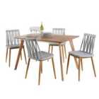 Home Source Rayna Table And 4 Grey Penny Chairs