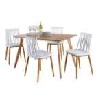 Home Source Rayna Table And 4 White Penny Chairs