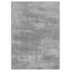 Comfy Washable Low Pile Living Room Area Rug - Anti-slip Felt Backing Dark Grey 200x280cm