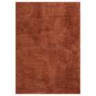 Comfy Washable Low Pile Living Room Area Rug - Anti-slip Felt Backing Terracotta 120x160cm