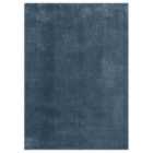 Comfy Washable Low Pile Living Room Area Rug - Anti-slip Felt Backing Navy 120x160cm
