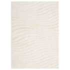 Aya Living Room Area Rugs - Embossed Waves Design Cream 200x290cm