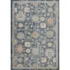 Maia Washable Lagoon Floral Traditional Area Rug Non-slip Living Room Navy 160x240cm