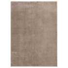 Comfy Washable Low Pile Living Room Area Rug - Anti-slip Felt Backing Dark Beige 160x220cm