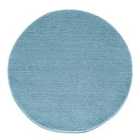 Comfy Washable Low Pile Living Room Area Rug - Anti-slip Felt Backing Blue 100xcrlcm