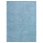 Comfy Washable Low Pile Living Room Area Rug - Anti-slip Felt Backing Blue 160x220cm