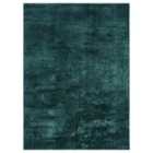 Comfy Washable Low Pile Living Room Area Rug - Anti-slip Felt Backing Emerald 120x160cm