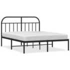 vidaXL Metal Bed Frame with Headboard Black 140x190 cm (353635)