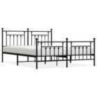 vidaXL Metal Bed Frame with Headboard and Footboard Black 180x200 cm (353559)
