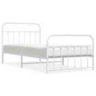 vidaXL Metal Bed Frame with Headboard and Footboard White 107x203 cm (352641)
