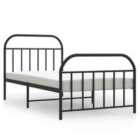 vidaXL Metal Bed Frame with Headboard and Footboard Black 100x200 cm (353648)