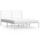 vidaXL Metal Bed Frame with Headboard White 160x200 cm (352371)