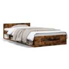 vidaXL Bed Frame with Drawer without Mattress Smoked Oak 75x190 cm Small Single (3280808)