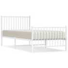 vidaXL Metal Bed Frame with Headboard and Footboard White 90x200 cm (350942)