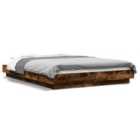 vidaXL Bed Frame with LED Lights without Mattress Smoked Oak 120x200cm (3281109)