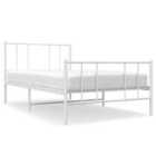 vidaXL Metal Bed Frame with Headboard and Footboard White 75x190 cm 2FT6 Small Single (352537)