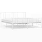 vidaXL Metal Bed Frame with Headboard and Footboard White 200x200 cm (352554)