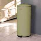 Charles Bentley 30L Round Retro Kitchen Pedal Bin Sage Green