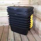 Heavy Duty Black Nestable Storage Box With Clips 24L, Set Of 6