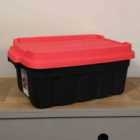 Black And Red Tuff Stackable Storage Box With Lid And Carry Handles 37L