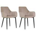 Beliani Set Of 2 Dining Chairs Wellston Velvet Taupe