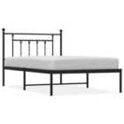 vidaXL Metal Bed Frame with Headboard Black 107x203 cm (353533)