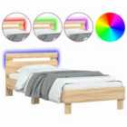 vidaXL Bed Frame without Mattress with LED Lights Sonoma Oak 90x200 cm (838717)