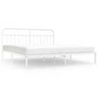 vidaXL Metal Bed Frame with Headboard White 193x203 cm (352633)