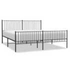 vidaXL Metal Bed Frame with Headboard and Footboard Black 200x200 cm (350889)
