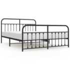vidaXL Metal Bed Frame with Headboard and Footboard Black 183x213 cm (352601)