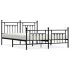 vidaXL Metal Bed Frame with Headboard and Footboard Black 183x213 cm (353560)