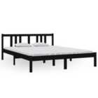 vidaXL Bed Frame Black Solid Wood 150x200 cm King Size (814893)